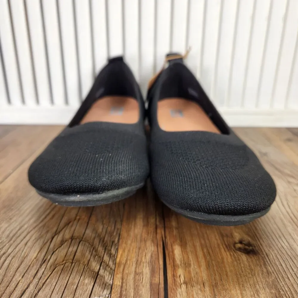 Fitflop Allegro Knit Ballet Flats Womens Size 11 Black Low Slip On Comfort Shoes